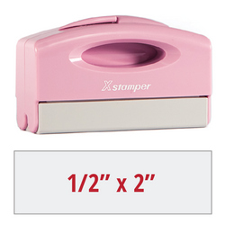 The N40 Pink Pre-Inked Pocket Xstamper  is a small-sized compact stamp, comes with thousands of initial impressions, and is re-inkable.
